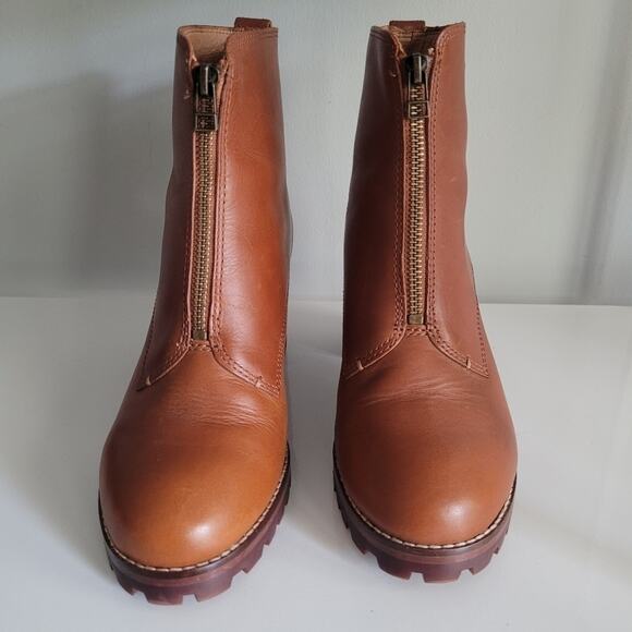 Madewell The Alyce Zip-Front Lugsole Boot in Dried Maple Caramel Brown -Size 7.5 - Picture 3 of 15